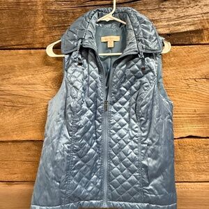 Laura Ashley quilted vest, blue, Petite Med